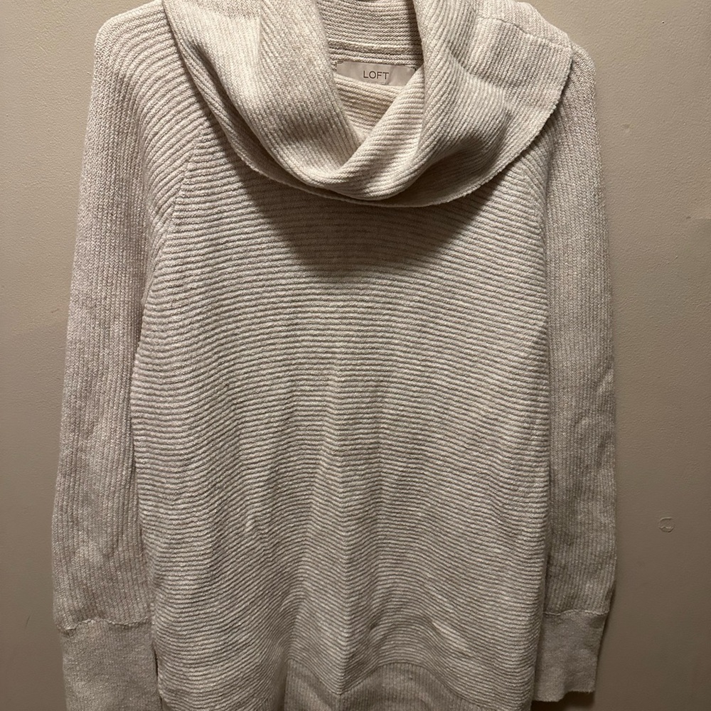 LOFT Women's Soft Cream Cowl Neck Sweater